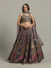 Multi Kali Art Silk Choli With Lehenga & Dupatta