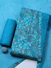 Embroidered Cotton Blend Unstitched Suit With Pant & Dupatta