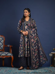 Printed Cotton Kurta With Pant & Dupatta