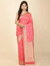 Zari Border Booti Woven Crepe Saree