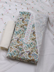 Printed Cotton Blend Unstitched Suit With Dupatta