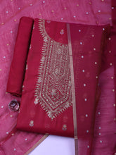 Embroidered Chanderi Unstitched Suit With Pant & Dupatta
