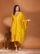 Embroidered Cotton Blend Kurta With Pant & Dupatta