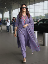 Printed Art Silk Kurta With & Dupatta