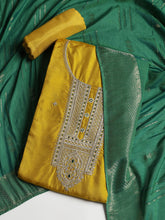 Embroidered Chanderi Unstitched Suit With Dupatta