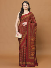 Floral Printed Crepe Woven Saree
