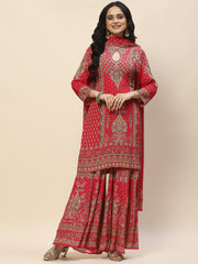 Digital Print Crepe Suit Set With Dupatta