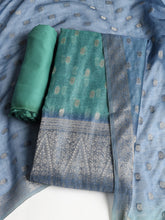 Neck Embroidered Chanderi Unstitched Suit With Dupatta