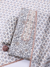 Embellished Cotton Blend Unstitched Suit With Pant & Dupatta