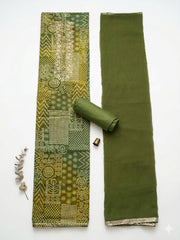 Embroidered Cotton Blend Unstitched Suit With Pant & Dupatta