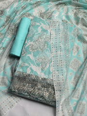 Printed Cotton Blend Unstitched Suit With Dupatta