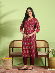 Floral Printed Cotton Blend Kurta