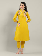 Printed Cotton Blend Kurta With Pants