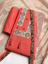 Neck Embroidered Cotton Blend Unstitched Suit With Dupatta