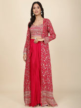 Zari Jaal Embroidered Georgette Kurta With Skirt & Dupatta