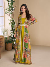 Georgette Embroidered With Printed Jacket With Gown