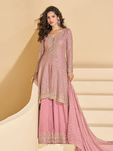 Embroidered Georgette Suit With Plazzo & Dupatta