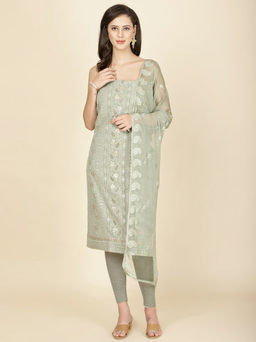 Embroidered Georgette Unstitched Suit Piece With Dupatta