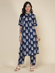 Printed Cotton Blend Kurta With Pants