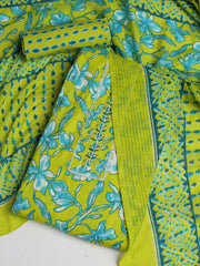 Printed Cotton Blend Unstitched Suit With Dupatta