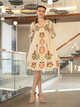 Resham Embroidered Cotton Blend Dress