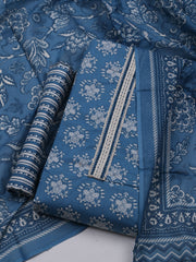 Patch Neck Cotton Blend Unstitched Suit With Dupatta