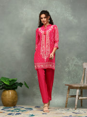 Printed Crepe Kurta With pants