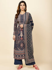 Digital Printed Crepe Kurta With Palazzo & Dupatta