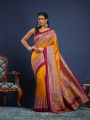 Digital Printed Art Silk Unstitched Suit With Pant & Dupatta