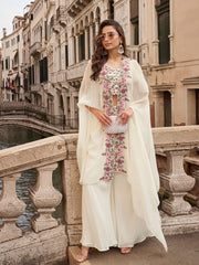 Embroidered Chinon Choli With Plazzo & Jacket