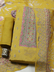 Embroidered Muslin Unstitched Suit With Pant Dupatta