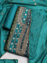 Neck Embroidered Cotton Blend Unstitched Suit With Dupatta