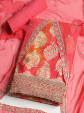 Border With Booti Muslin Unstitched Suit With Dupatta
