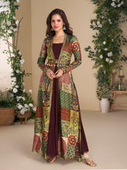 Embroidered Georgette Suit & Pant With Jacket