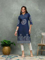 Printed Denim Kurta