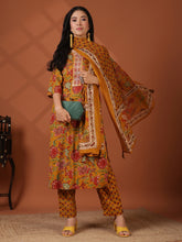 Printed Cotton Blend Kurta With Pant & Dupatta
