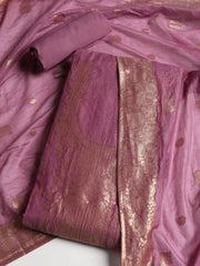 Woven Neck Chanderi Unstitched Suit With Dupatta