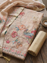 Printed Chanderi Unstitched Suit With Pant & Dupatta