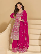 Embroidered Georgette Kurta With Pant & Dupatta