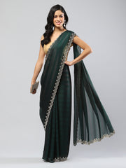Swarovski Border Art-Chiffon Plain Saree
