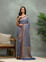 Resham Embroidered Cotton Blend Woven Saree