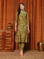Printed Muslin Kurta With Pants & Dupatta
