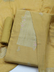 Embroidered Chanderi Unstitched Suit With Dupatta