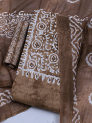 Neck Embroidered Cotton Blend Unstitched Suit With Dupatta