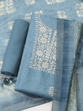 Embroidered Chanderi Unstitched Suit With Pant & Dupatta