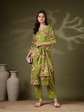 Printed Cotton Blend Kurta With Pant & Dupatta