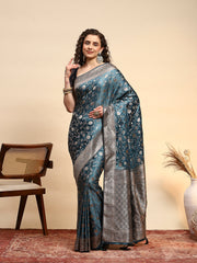 Embroidered Satin Saree