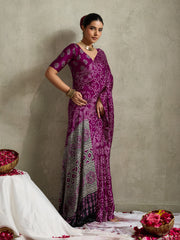 Printed Satin Saree