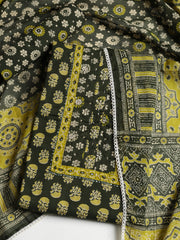 Printed Cotton Blend Unstitched Suit With Dupatta