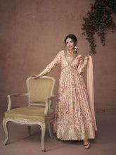 Embroidered Organza Suit With Pant & Dupatta